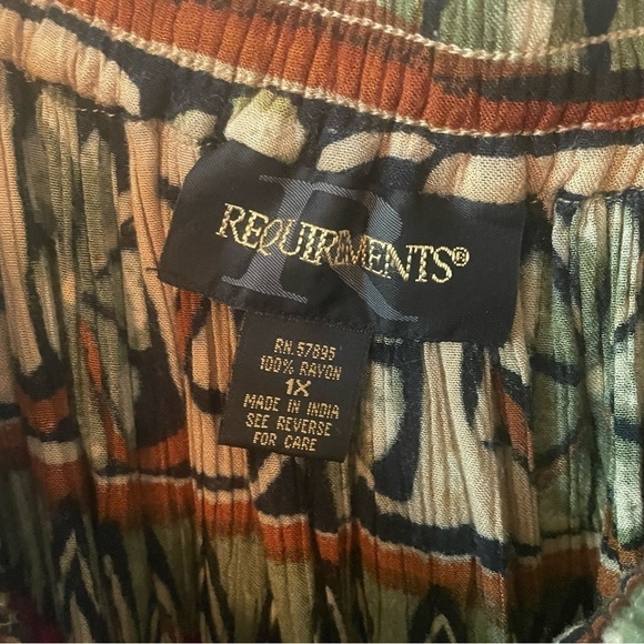 Vintage Requirements India Print Peasant Boho Pull on Gauze Midi Skirt 1X - Picture 5 of 6